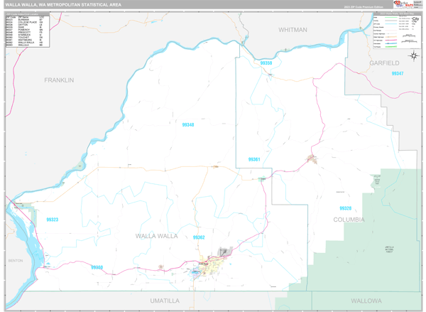 Walla Walla Metro Area Wall Map